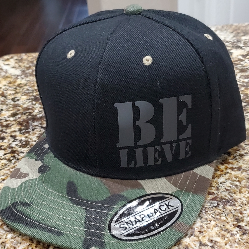 Black Reflective Print Camo Cap